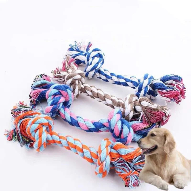 Cotton Rope Dog Chew Toy Bite Resistant Dental Puppy Training Toy - Random Color