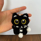 Assorted Black Cat Plush Keychain Cute Bag Charm