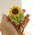 Crochet Flower Bouquet Keychain Handmade Floral Bag Charm