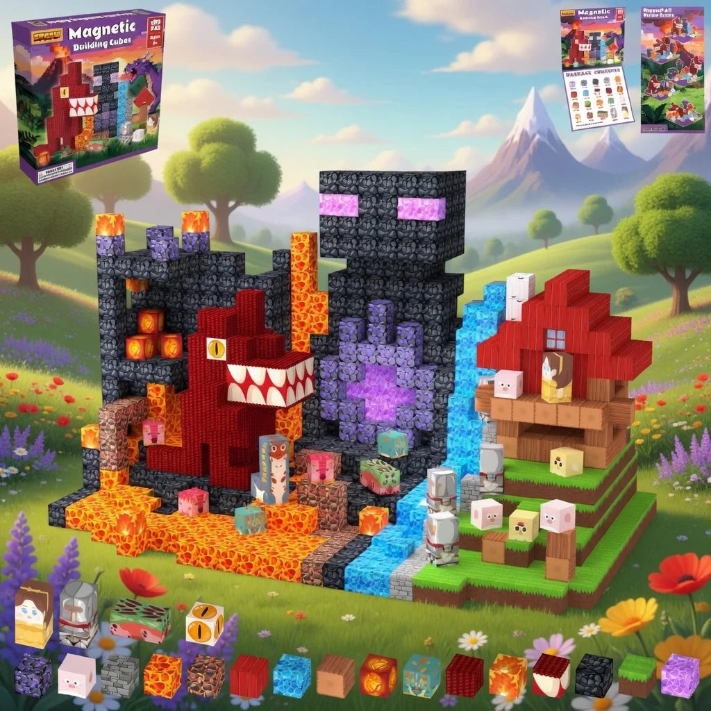 Funxinee Dinosaur Theme Park Magnetic Blocks STEM Building Set