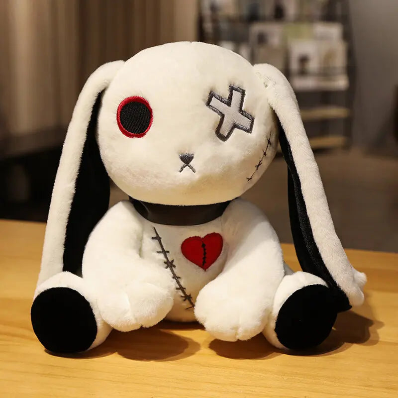 Spooky Gothic Bunny Stuffed Crazy Rabbit Plush Toys, Spooky Gothic Bunny Stuffed Animal Cute Horror Dreadful Bunny Doll, For Hal