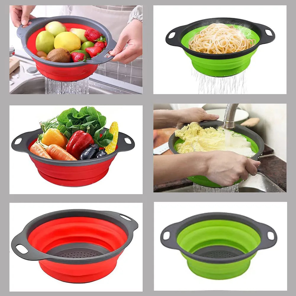 Foldable Silicone Vegetable Washing Basket – Fruit Cleaner & Food Drain Strainer