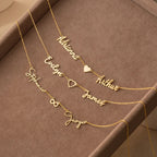 Lemegeton Customized Name Necklace Custom Multiple Name Pendant Stainless Steel Jewelry for Women Girl Personalized Family Gifts