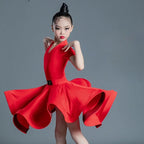 Children's Latin Dance Dress Girls' Dance Dress Girls' Long Sleeve Split Latin Dance Dress Performance Clothing Two Piece Set