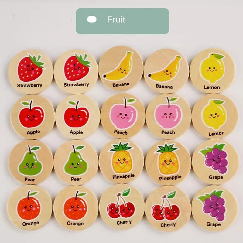 Wooden Memory Matching Pattern Puzzle Game for Kids Learning Fun