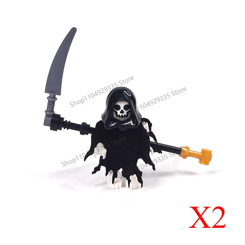 Halloween Scene Building Blocks Skeletons Ghosts Army King Assembled Charactesrs Figures DIY Accessories Bricks Toys Kids Gifts