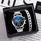 1/2PCS Men Business Watches Fashion Men's Steel Band Quartz Watch with Bracelet（Box not Included）
