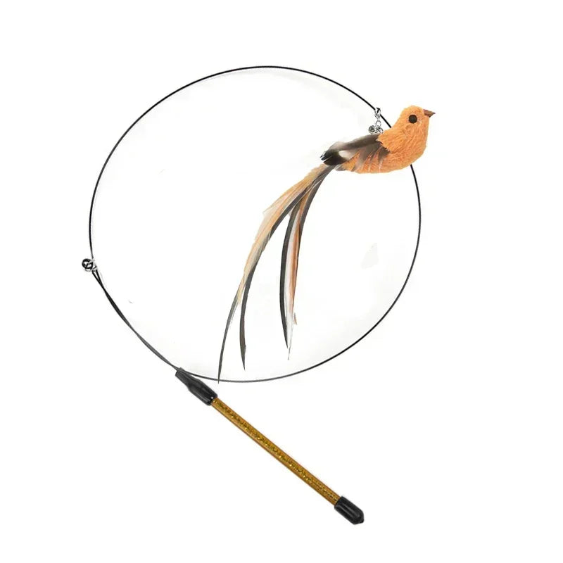 Peacock Bird Cat Teaser Wand for Interactive Hunting and Play