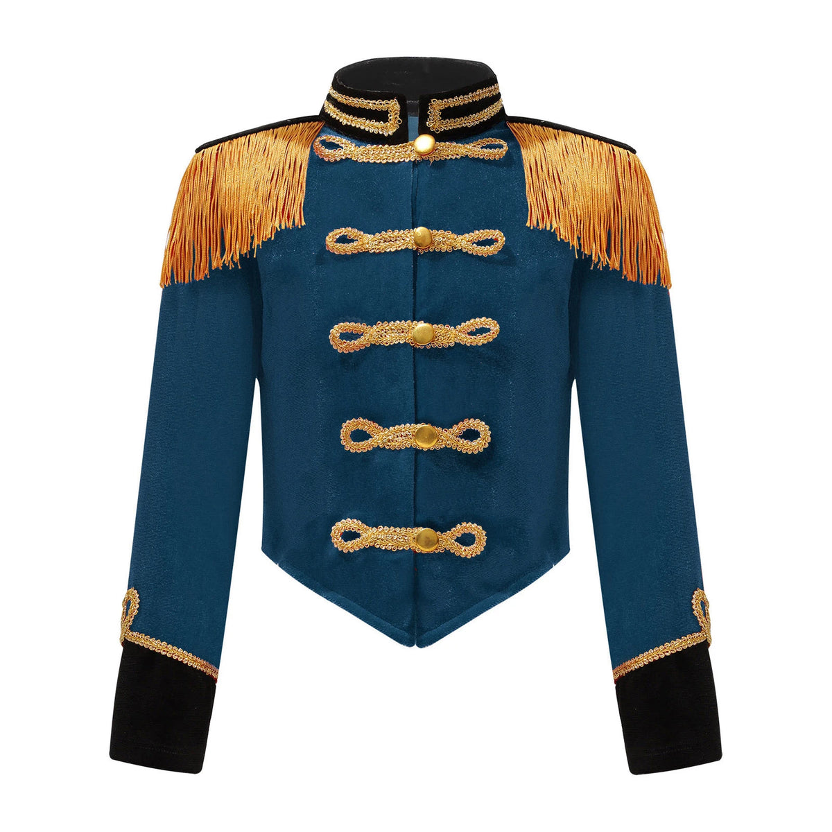 Girls Boys Halloween Nutcrackers Costume Set Drum Trumpet Team Tassel Jacket Coat Hat for Drummer Performance Circus Ringmaster