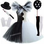Girls Horror Clown Costume – Black & White Tutu Dress