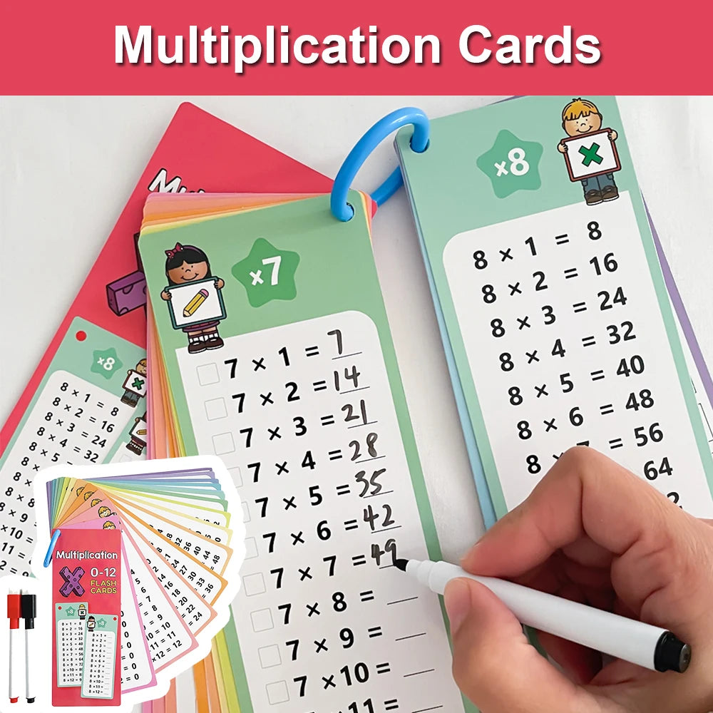Montessori 0–12 Multiplication Times Table Self-Check Learning Cards