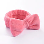 Coral Fleece Bow Spa Makeup Headband for Women