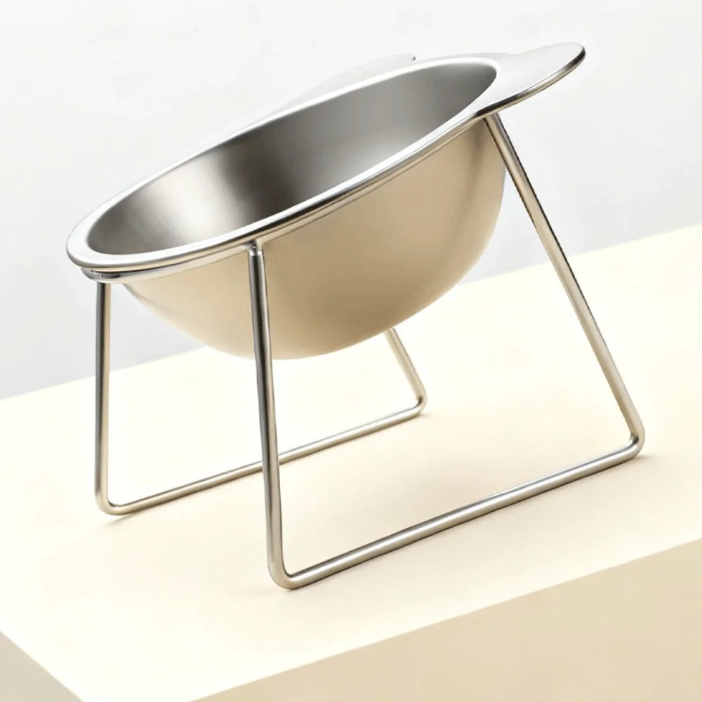 304 Stainless Steel Elevated Pet Bowl: Angled Tilted Feeder with Neck Support, Heat-Resistant & Easy-Clean for Crate or Home Use