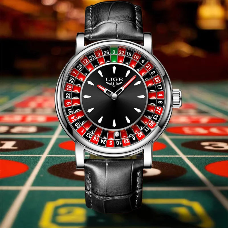 LIGE Creative Luxury Watches men Roulette Game Dial Fashion Mens Watch Waterproof Luminous Quartz Wristwatches Relojs Hombre+Box