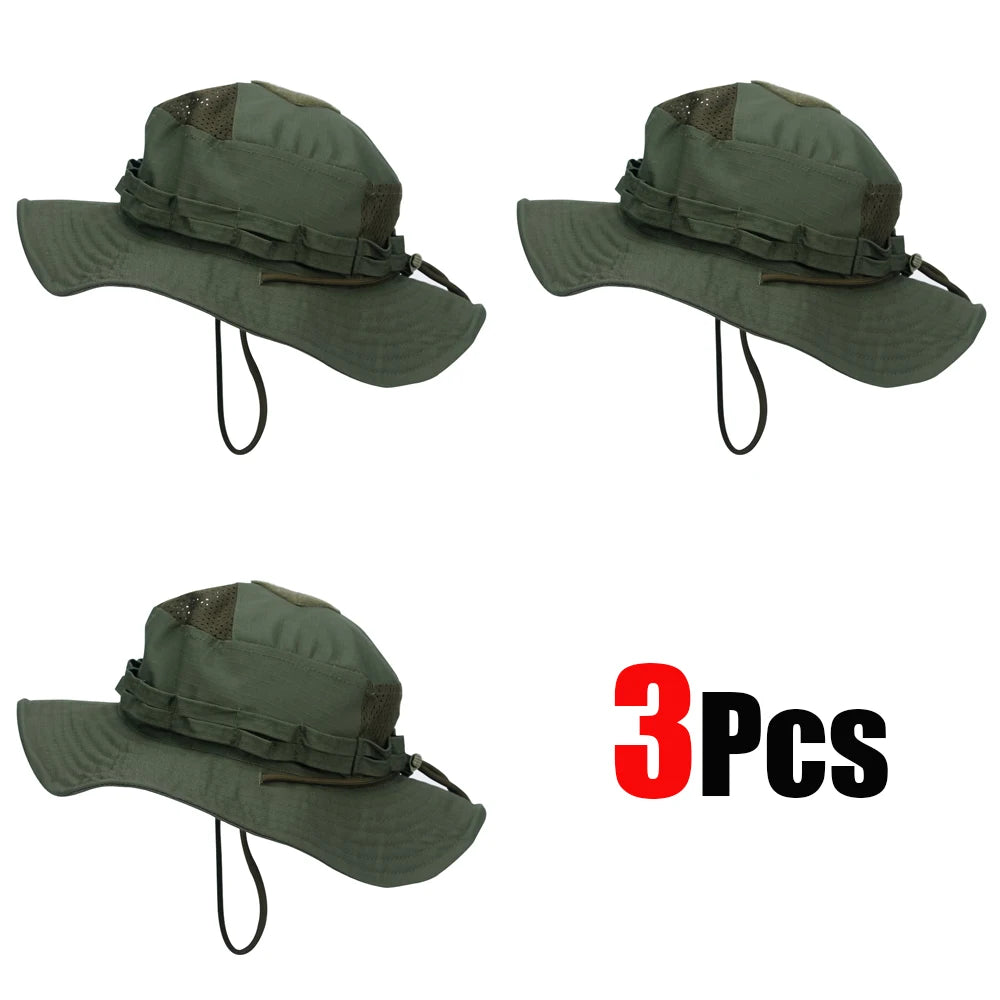 1pc/3pcs Camo Boonie Hat Sunscreen Breathable Bucket Hat Men's Outdoor Hiking Hunting Fishing Windproof Fisherman's Hat