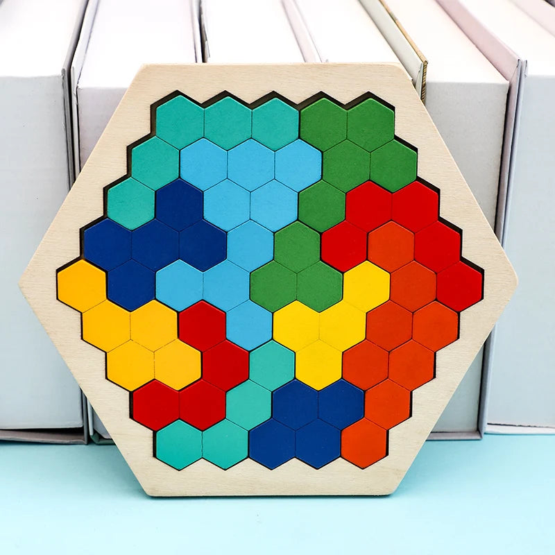 Wooden Tangram Russian Blocks Puzzle for STEM Learning and Creative Play