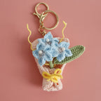 Crochet Flower Bouquet Keychain Handmade Floral Bag Charm