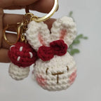 Cute Mushroom Rabbit Crochet Keychain Bunny Bag Charm