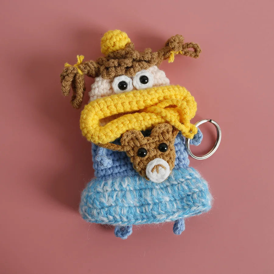 Funny Crochet Sausage Mouth Keychain Key Holder Pouch