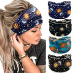 Boho Print Wide Knot Elastic Headband for Women