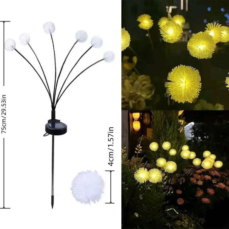 Solar Powered Plush Ball Lights for Outdoor Courtyard Atmosphere Decoration, Lawn Decoration, Dandelion Ground Mounted Lights