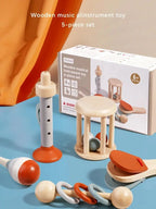 Baby Wooden Hand Bell Rattle Montessori Sensory Grasp & Teething Toy