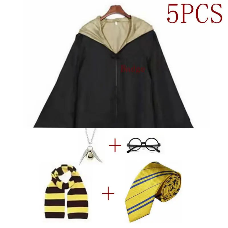 Potter Costume Robe Tie Cloak Scarf Wand Glasses Hermione Dress Flying Thief Accessories Sweater Halloween Cosplay Costume Gifts