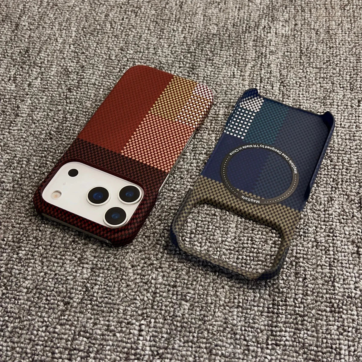 Carbon Fiber Texture Leather for MagSafe Wireless Charging Phone Case for iPhone 18 17 16 15 14 13 12 Pro Max Protective Cover