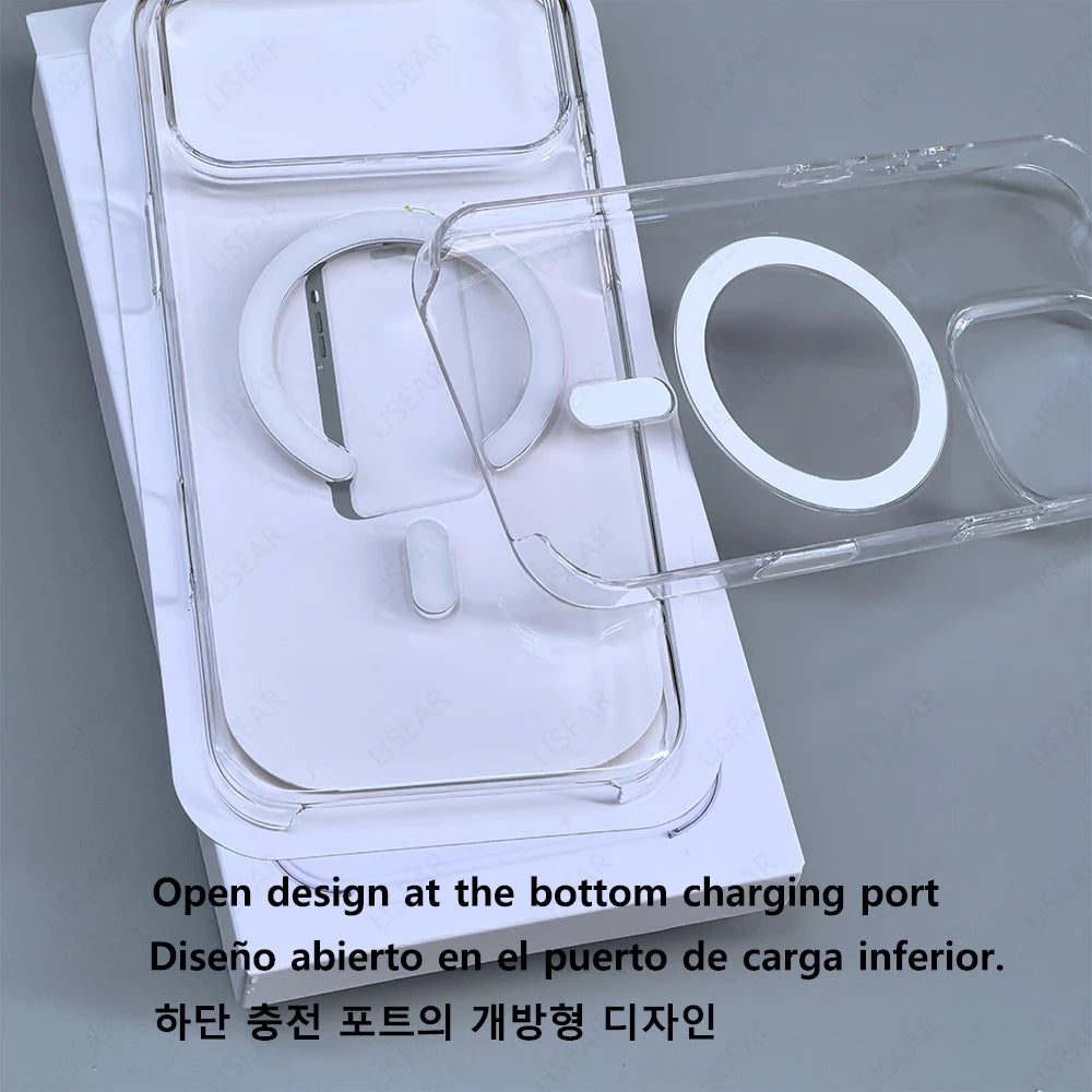 Original Clear Magnetic Phone Case For iPhone 18 17 Pro Max 16 15 14 Plus 13 12 Mini For Magsafe Wireless Charging Protect Cover
