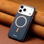 Luxury Business Bitmap Leather Magnetic Phone Case For iPhone 18 17 16 15 14 13 Pro Max 18Pro Air Metal Lens Button Bumpe Cover