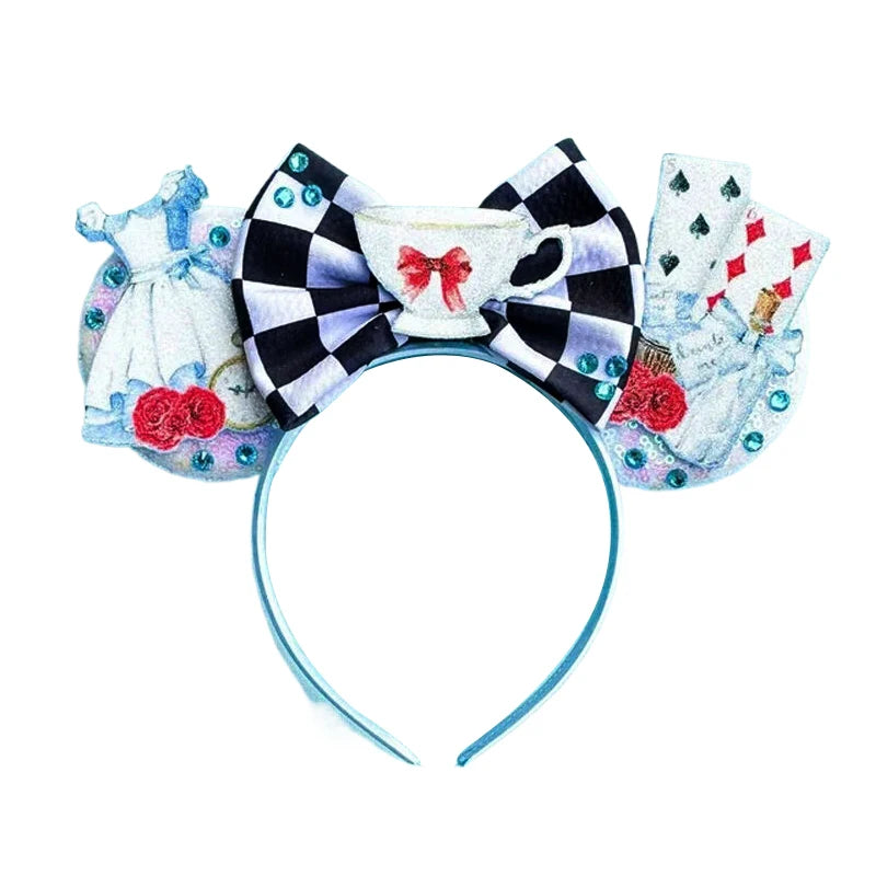 Mouse Ears Sequin Bow Cosplay Headband for Women & Adults