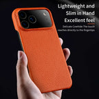 for Magsafe Case for iPhone 17 15 16 18 Pro Max Air Lychee Natural Cowhide Leather Magnetic Protector Luxury Phone Back Cover