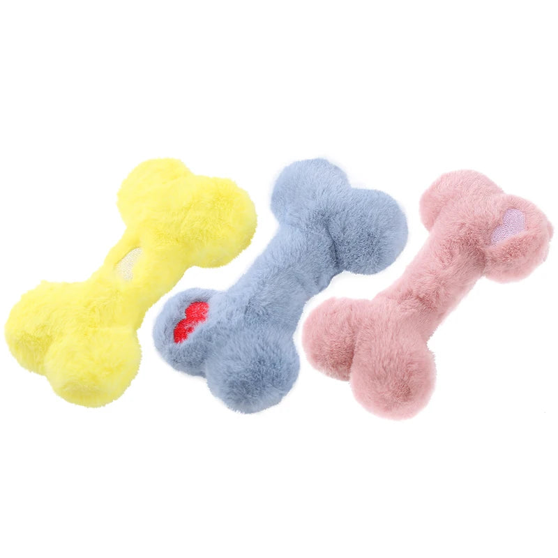 Love Bone Plush Squeaky Dog Toy for Interactive Chewing and Play