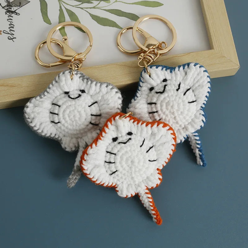 Cute Crochet Stingray Keychain Marine Fish Bag Charm
