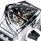WINNER Sports Triangle Skeleton Automatic Men Watch Luminous Pointers Fashion Rubber Strap Luxury Military Mechanical Watches
