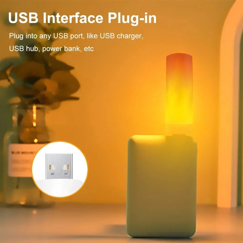 USB LED Night Lamp Simulated Flame Bulbs Night Light Flame Light Effect Bulbs Candle Lights Flickering Flameless Candles Decor
