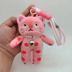 Kawaii Pink Cat Plush Keychain Cute Bag Charm for Girls Gift