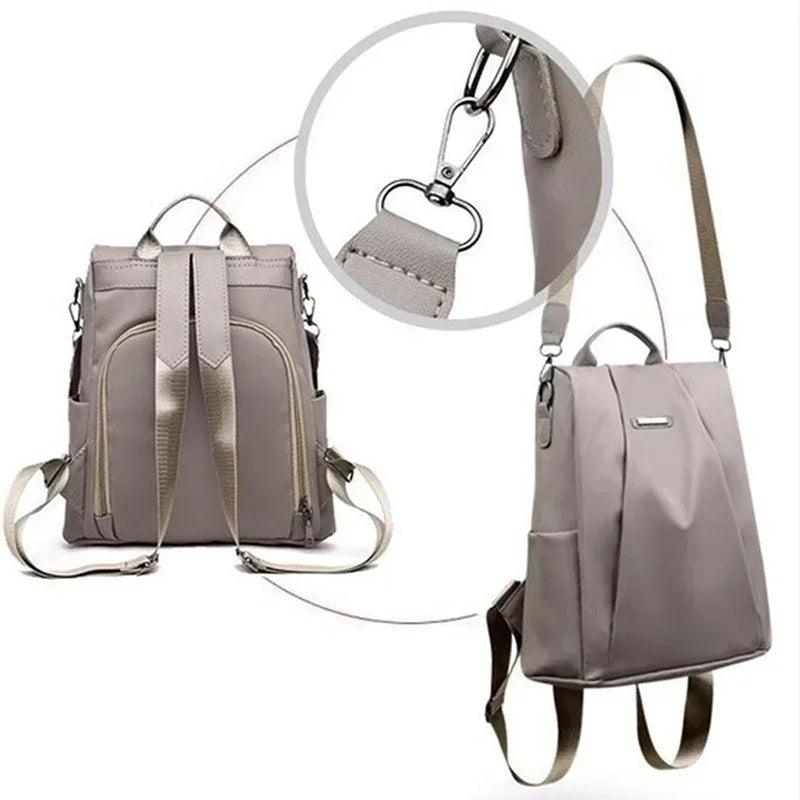 New fashion nylon solid color lightweight waterproof large capacity detachable shoulder strap multi functional women's backpack