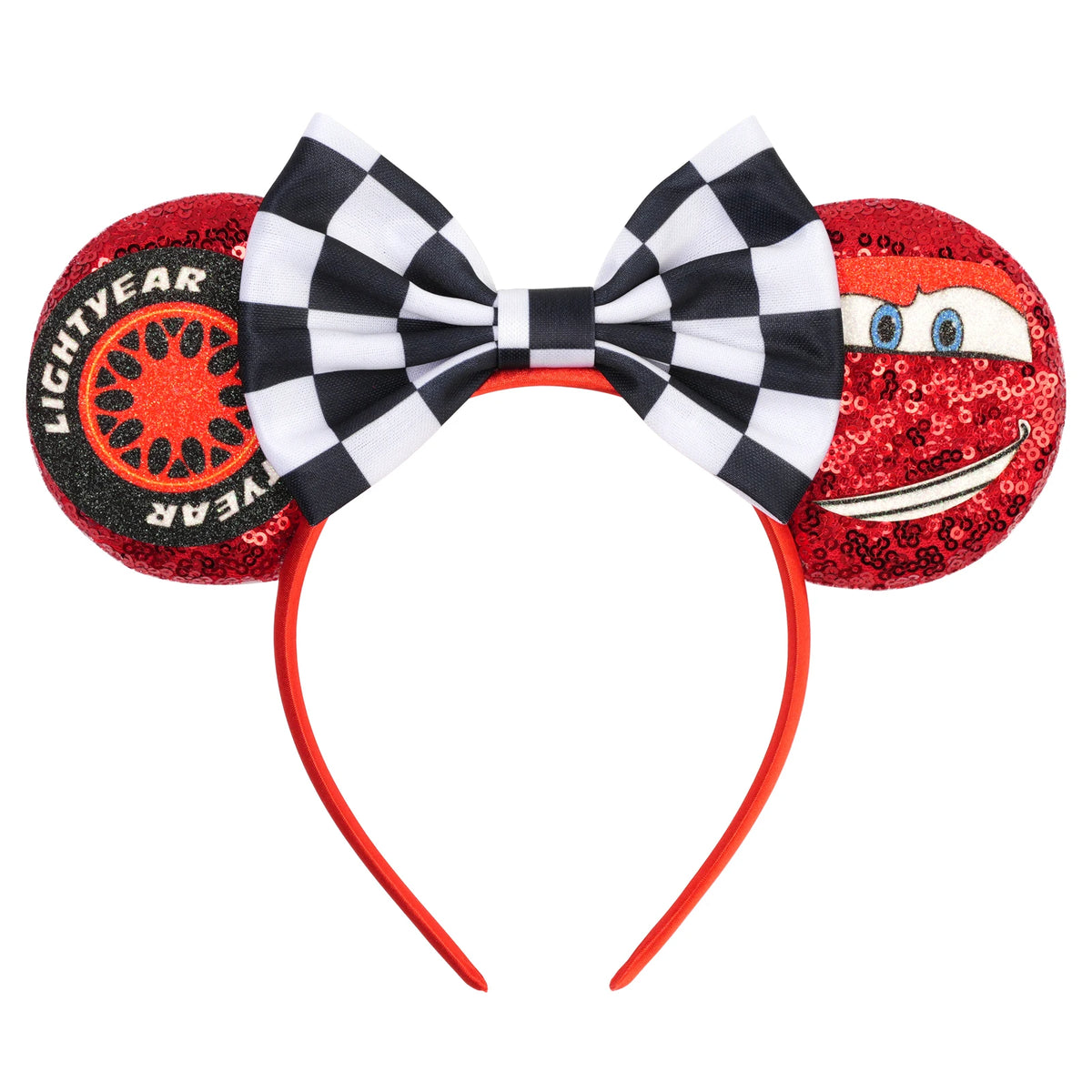 Disney Anime Cars Ears Headbands Women Sequins Bow Hairband Girls Pixar 95 Lightning McQueen Hair Accessories Kids Headwear Gift