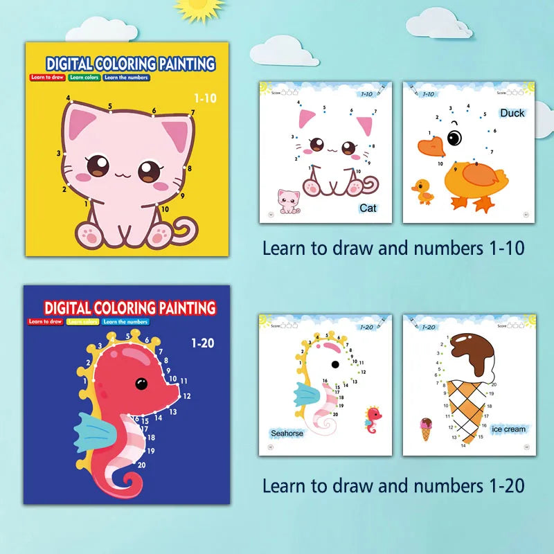 Kids Line Drawing & Number Learning Doodle Activity Book