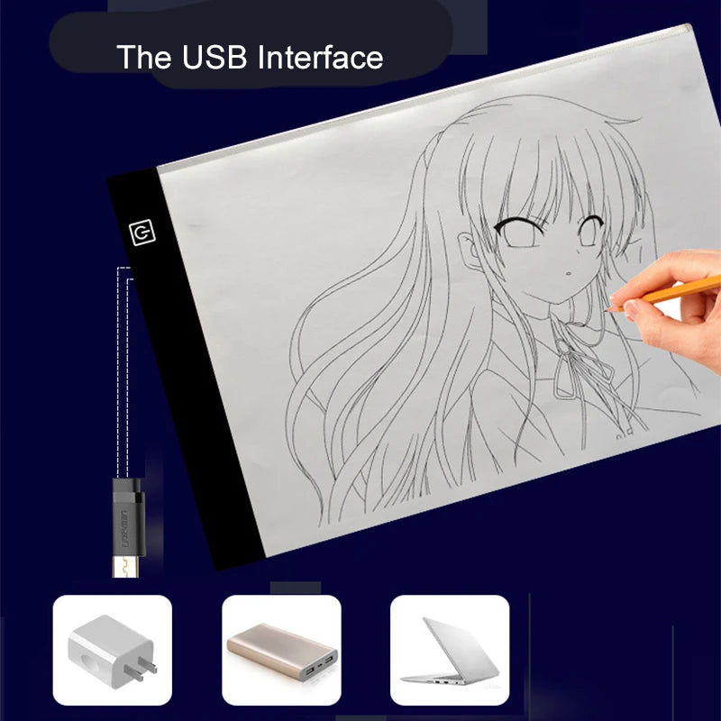 LED Drawing Copy Pad 3-Level Dimmable Light Tracing Board for Kids
