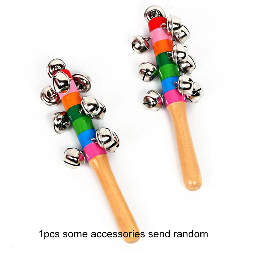 Rainbow Wooden Hand Bell Stick Musical Toy for Kids and Family Fun