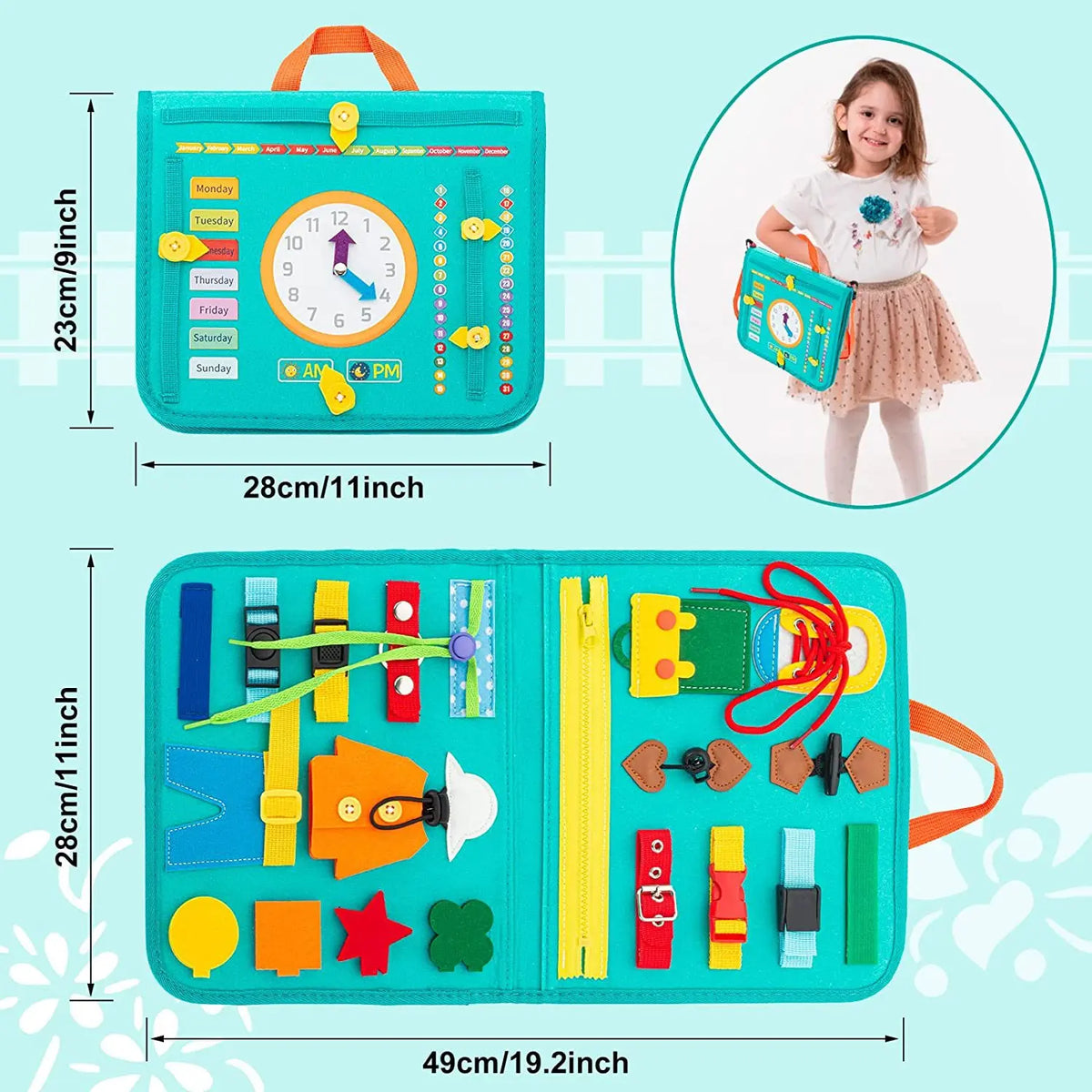 Montessori Toddler Busy Board Activity Book for Fine Motor Skills Learning