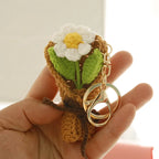 Crochet Flower Bouquet Keychain Handmade Floral Bag Charm