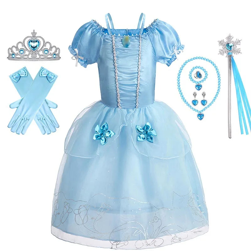 Girls Princess Costume Dress – Disney Inspired Cinderella, Snow White & Rapunzel