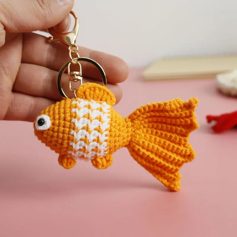 Funny Shrimp Crochet Keychain Cute Ocean Bag Charm