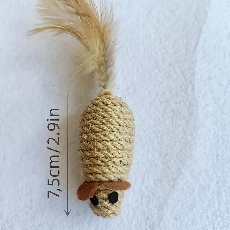 Sisal Cat Mouse Toy Interactive Bite Resistant Kitten Play Toy
