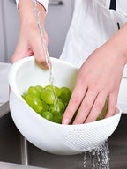 Multi-Purpose Rice Washing Bowl – Colander Drain Basket with Handle