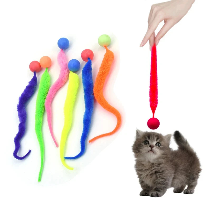 Bouncing Worm Cat Ball Toy for Interactive Indoor Chasing Play