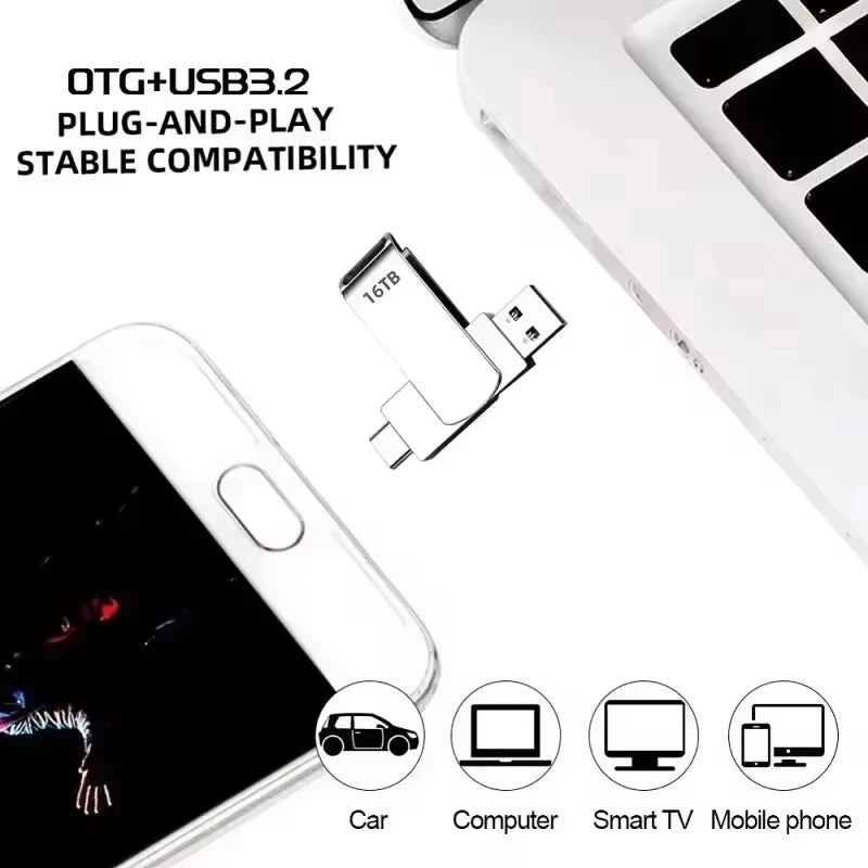 New 16TB USB 3.2 Flash Drives High Speed Transfer Metal Pendrive Memory Card Pendrive Flash Disk Memoria Waterproof Stick 2026